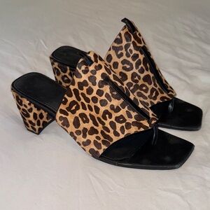 SARTO By Franco Sarto Leopard Print Block Heel Mules